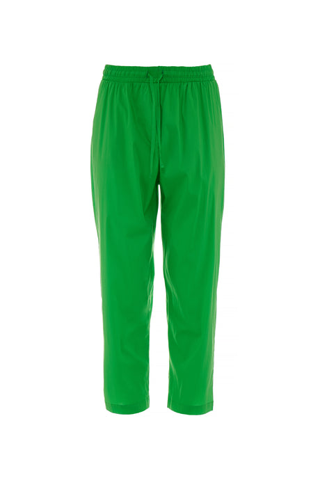 Bright green relaxed-fit pants with elastic waistband and straight legs.