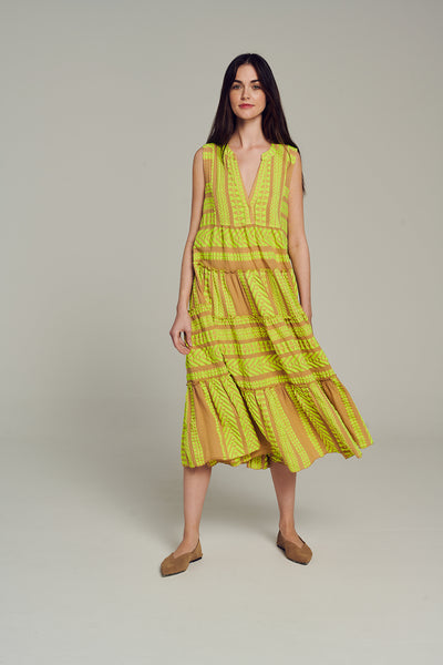 ELLA SLEEVELESS MIDI - N.LIME/BEIGE Devotion TWINS ELLA SLEEVELESS MIDI - N.LIME/BEIGE Devotion TWINS
