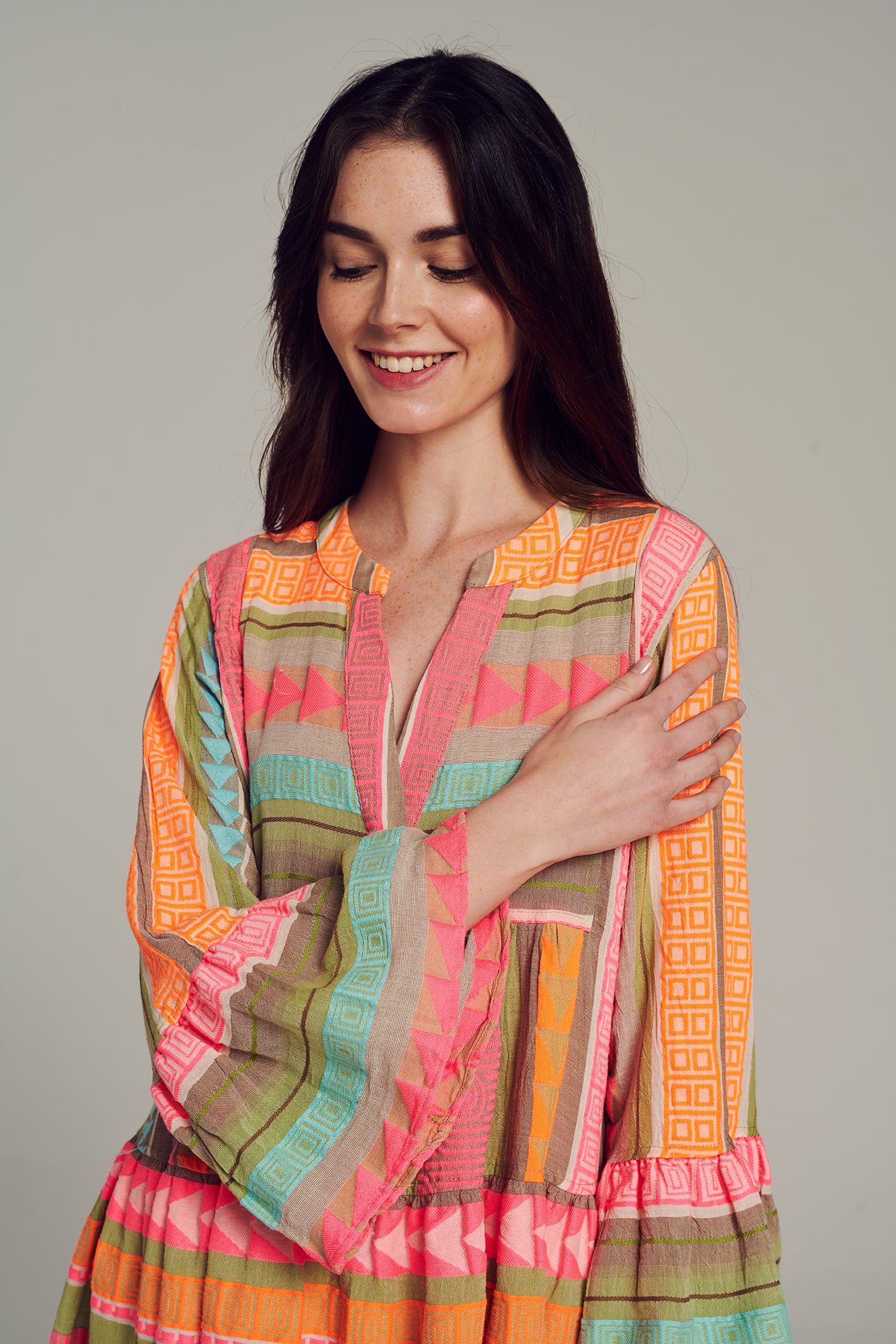 devotion twins ella midi dress ELLA MIDI - N.ORANGE/FUSHIA