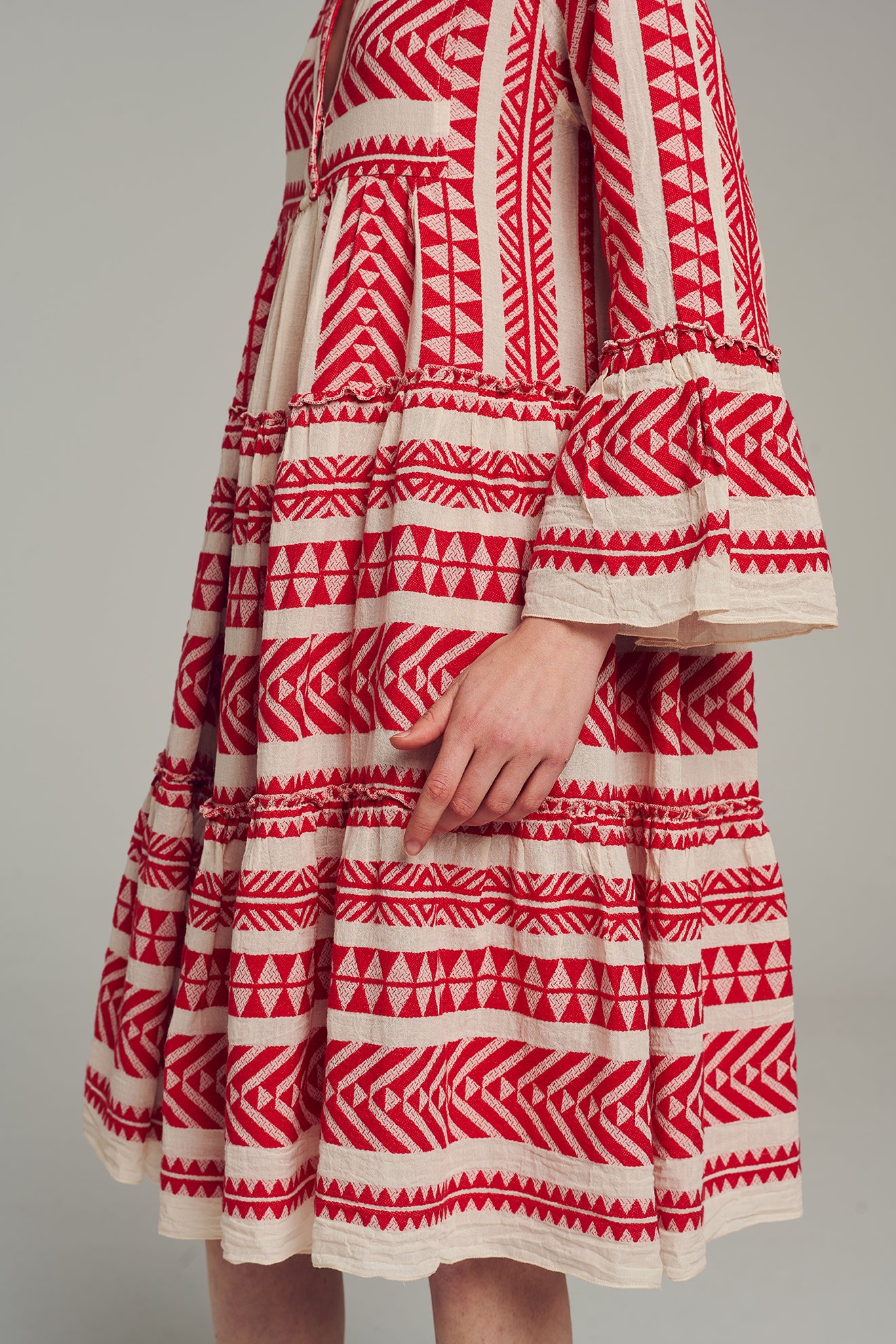 ELLA MIDI - RED/OFFWHITE - XS / RED ELLA MIDI - RED/OFFWHITE - XS / RED